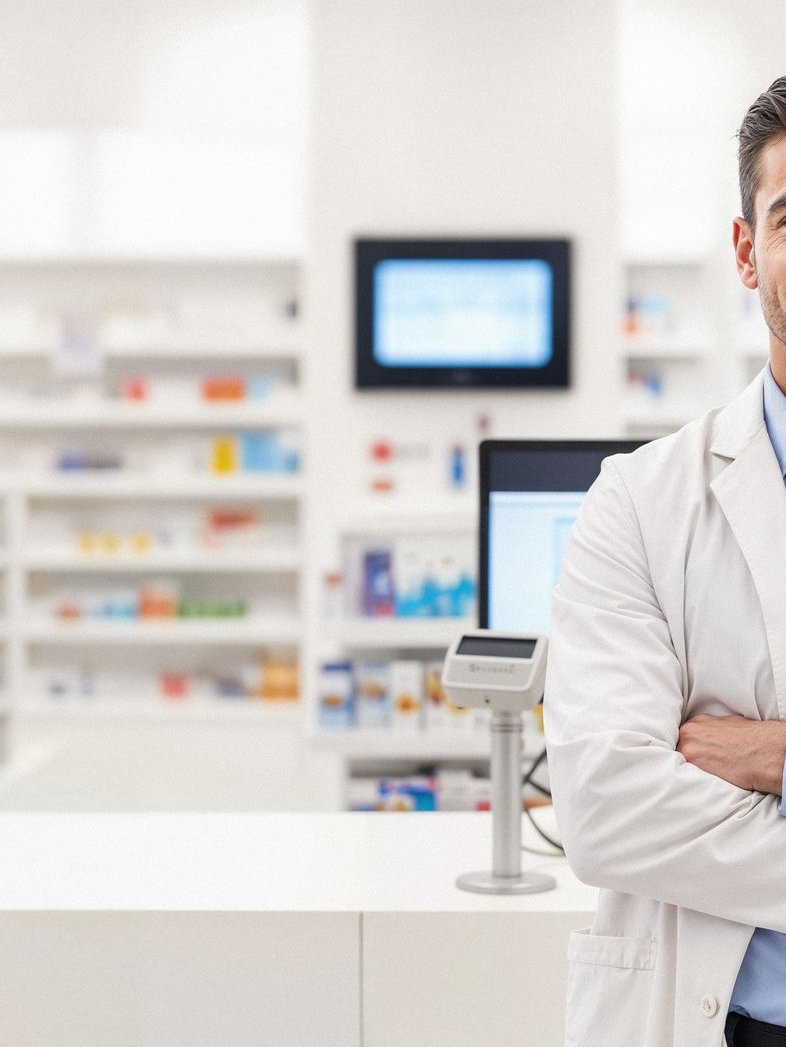 Hero - Farmaceutico joven brazos cruzados