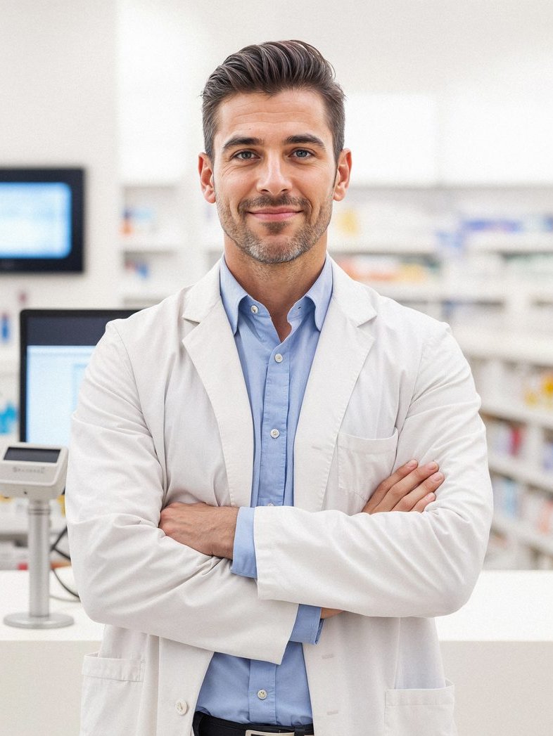 Hero - Farmaceutico joven brazos cruzados